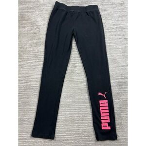 Puma Athletic Leggings Girls XL 16 Black Pull On Ankle Cotton Blend